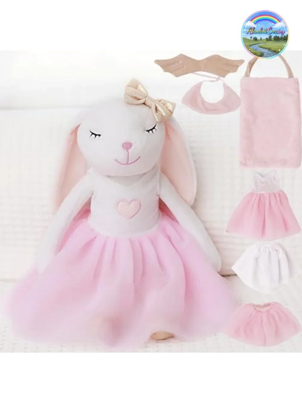 7 Pc Bun Bun Bunny Plush Doll Set Dress Up Toy Girls Gift Carry Bag 19